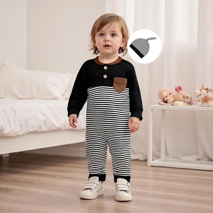 Kuriozud Newborn Infant Unisex Baby Boy Girl Clothes Button Romper Jumpsuit - Image 2