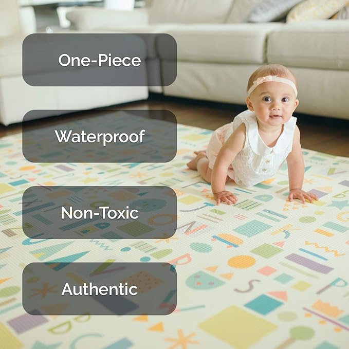 Baby Care Play Mat 82'' x 55'' Original One-Piece Reversible Rollable - Image 2