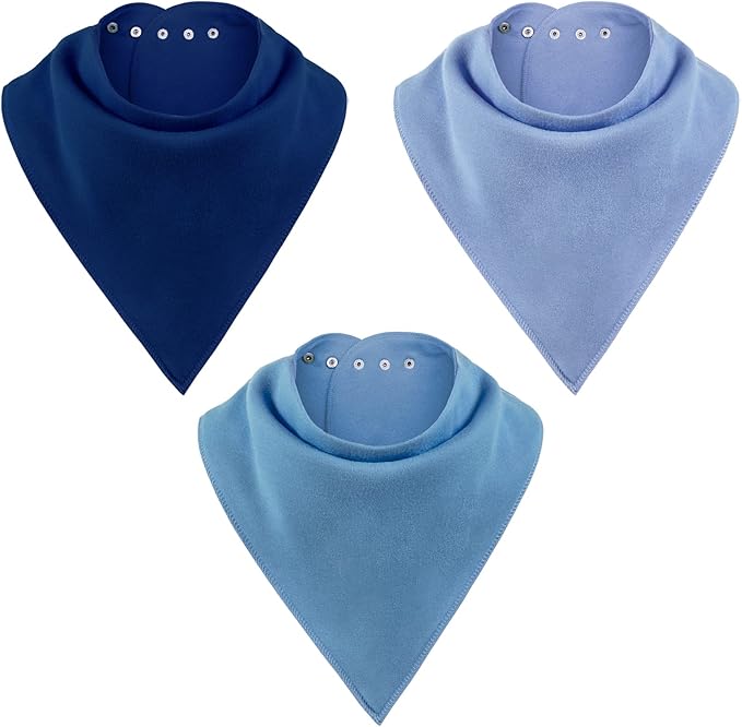 Adult Drool Bib for Special Needs, 3 Pk Soft Absorbent Large Bandana Bibs Set by BozenTek