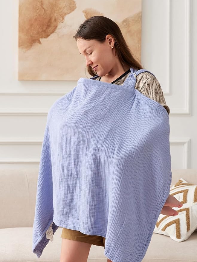 TILLYOU Muslin Nursing Cover for Baby Breastfeeding, 100% Cotton Breathable - Image 4
