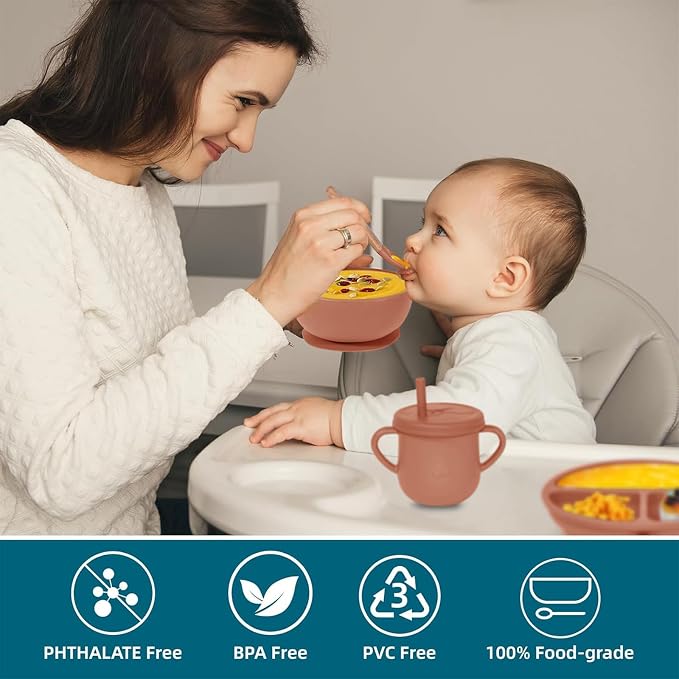 100% Silicone Baby Feeding Set, BPA Free Baby Dishes Set - Image 4