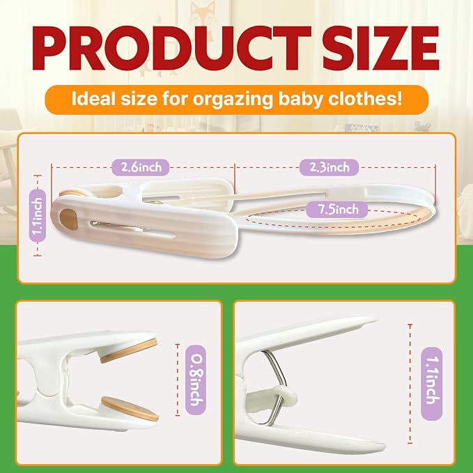 HASHI Premium Baby Clothes & Pants Clips 36 Pack, Silicone Pads - Image 8