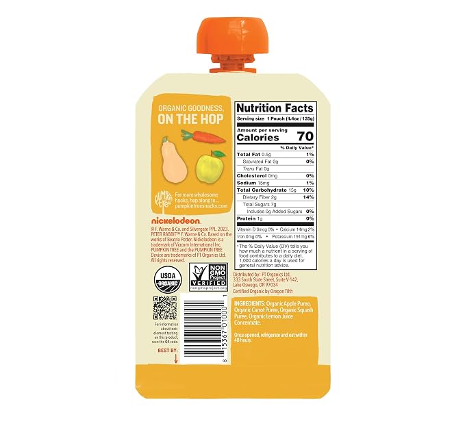Pumpkin Tree Peter Rabbit Organics Apple, Carrot and Squash Puree, 4.4 Ounce - Image 2