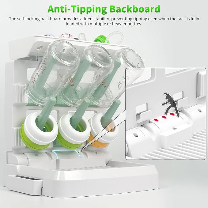 Baby Bottle Drying Rack for 6 Bottles, Vertical Cup Drying Holder, Space Saving - Image 8