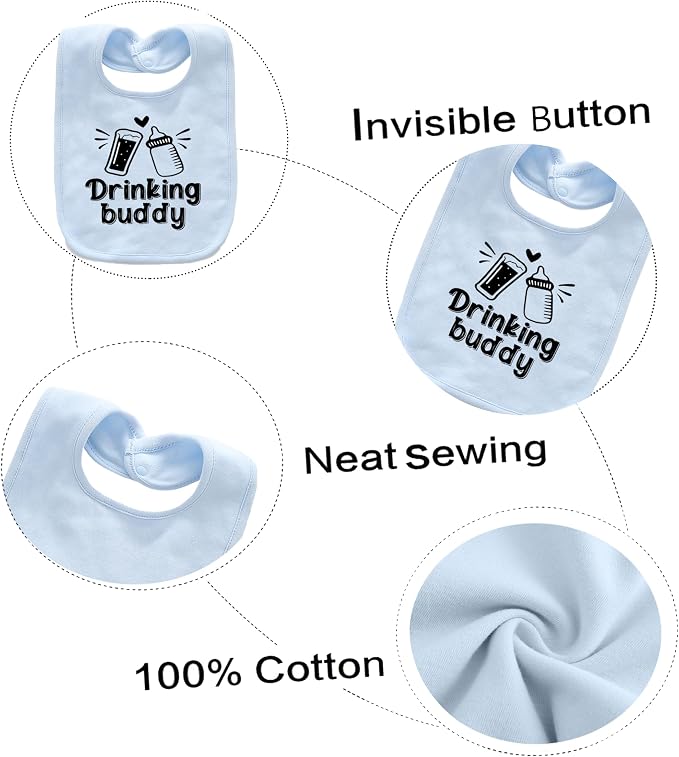 Baby Twins Bibs Drinking Buddy Newborn Baby Bibs Cute Unisex Bibs Set Toddler - Image 3