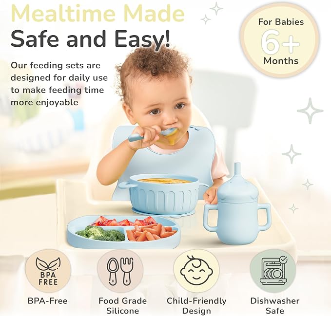 mimi & kiki BPA-Free Silicone Baby Feeding Set, Baby Plates and Bowls Set - Image 4