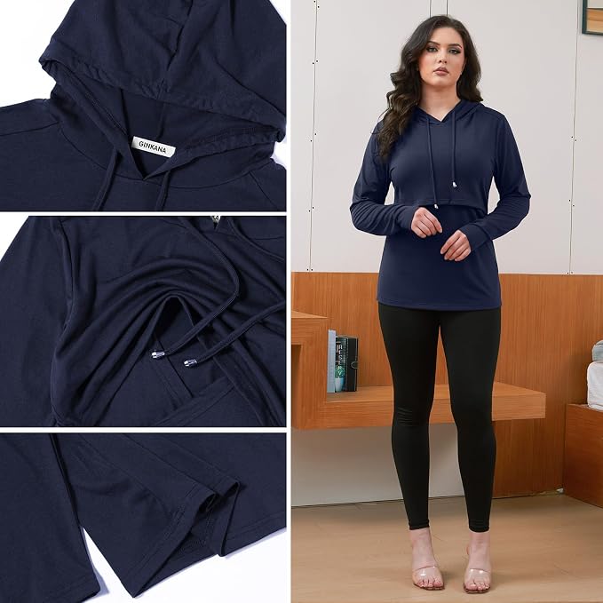 GINKANA Women's Nursing Hoodie Sweatshirt Long Sleeves Breastfeeding Maternity - Image 6