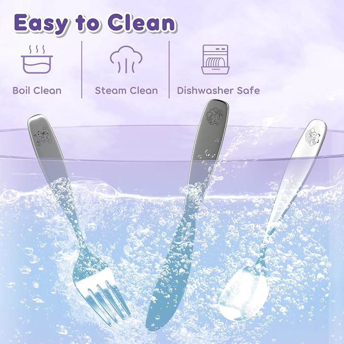 Lehoo Castle Toddler Utensils, Kids Silverware Set Stainless Steel, Metal - Image 6