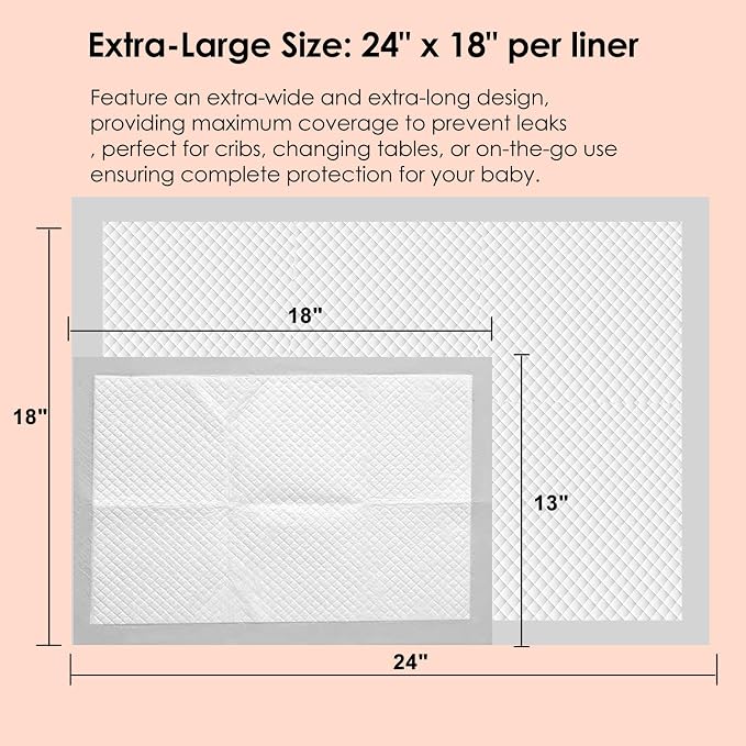 Disposable Changing Pad Liners, Baby Incontinence Diaper UnderPads 18"x 24" - Image 6