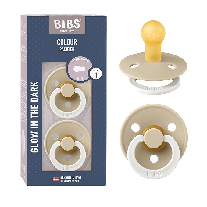 BIBS Pacifiers Colour Collection | Natural Rubber Baby Pacifier | Round Nipple by BIBS