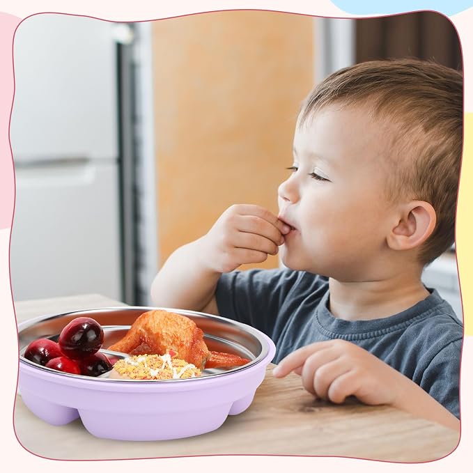 Nuogo 4 Pcs Stainless Steel Baby Suction Plates - Image 4