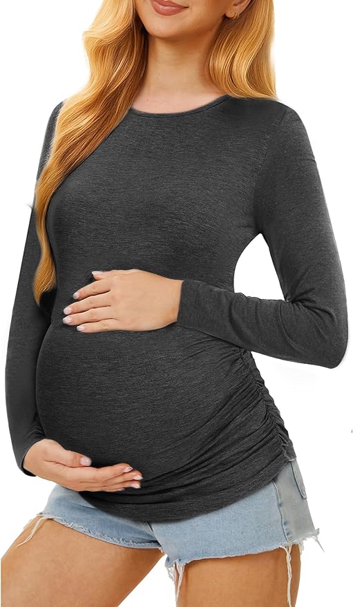 Maternity Shirts Long Sleeve Pregnancy Top by MIRAZEN