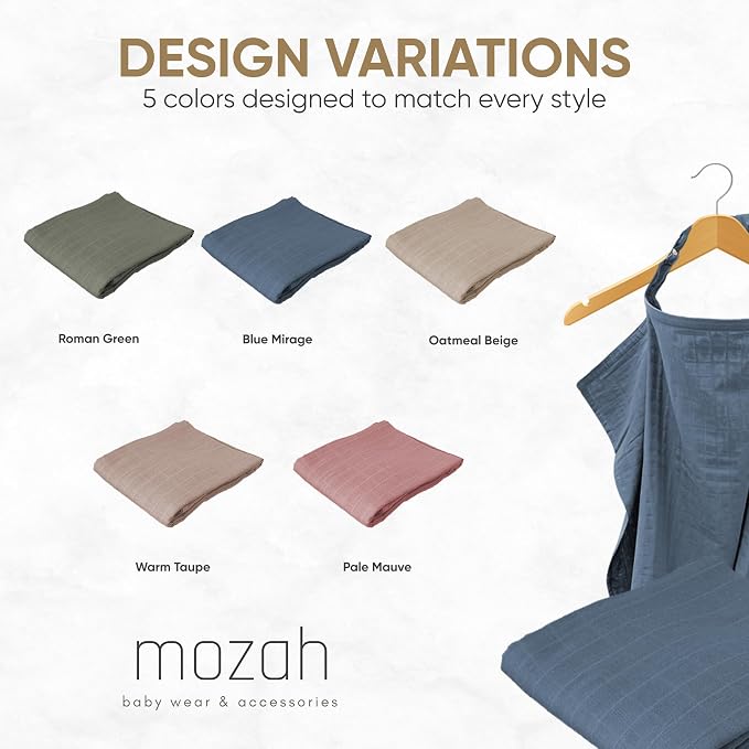 MOZAH 100% Organic Cotton Muslin Nursing Cover - Image 5