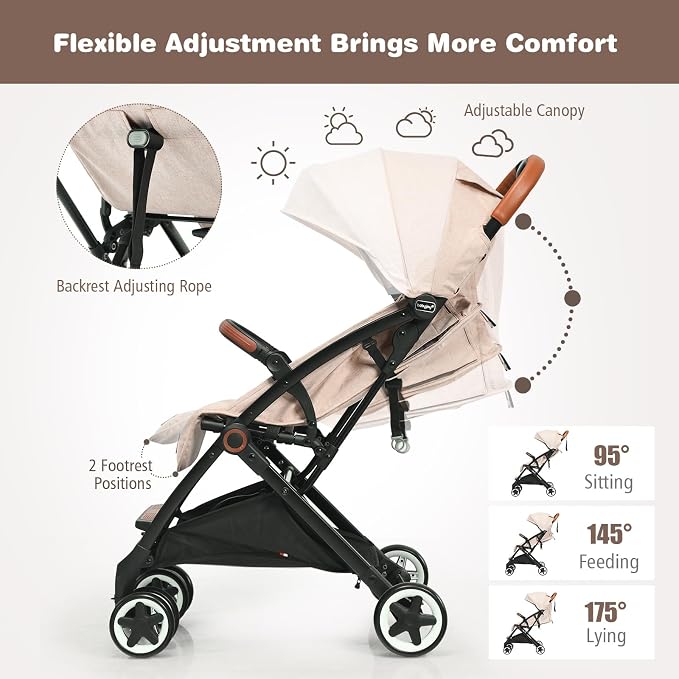BABY JOY Lightweight Baby Stroller, Compact Toddler Travel Stroller - Image 3