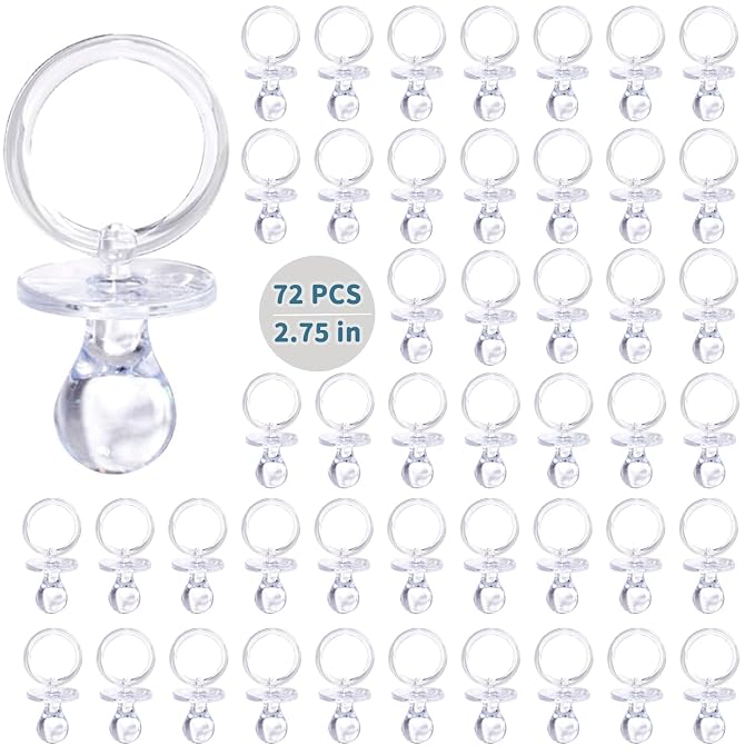 72 Pcs Baby Shower Pacifiers, 2.75’’ Plastic Pacifiers by XINHUIDALSQ
