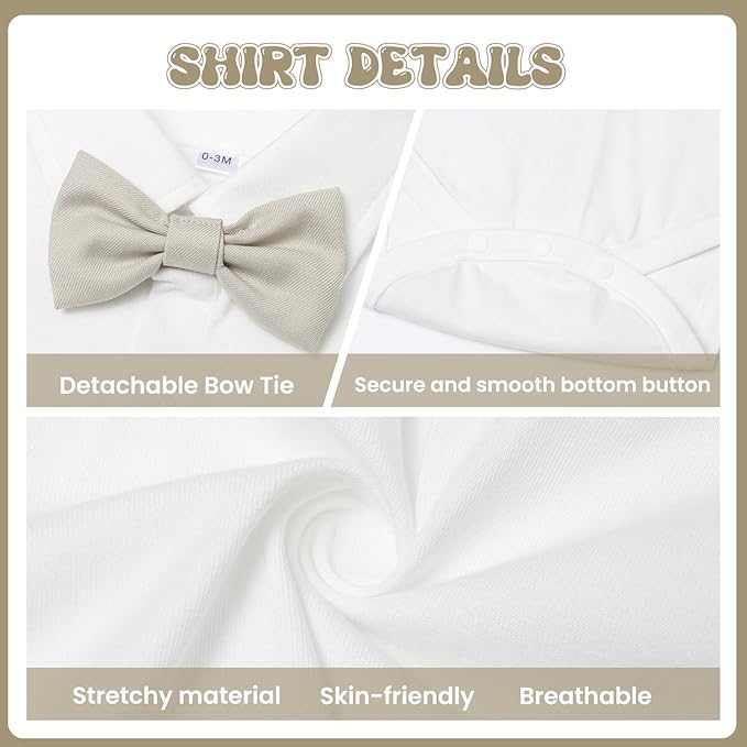 Baby Boy Clothes Suits Infant Gentleman Wedding Outfit Formal Dress Shirt Vest - Image 5