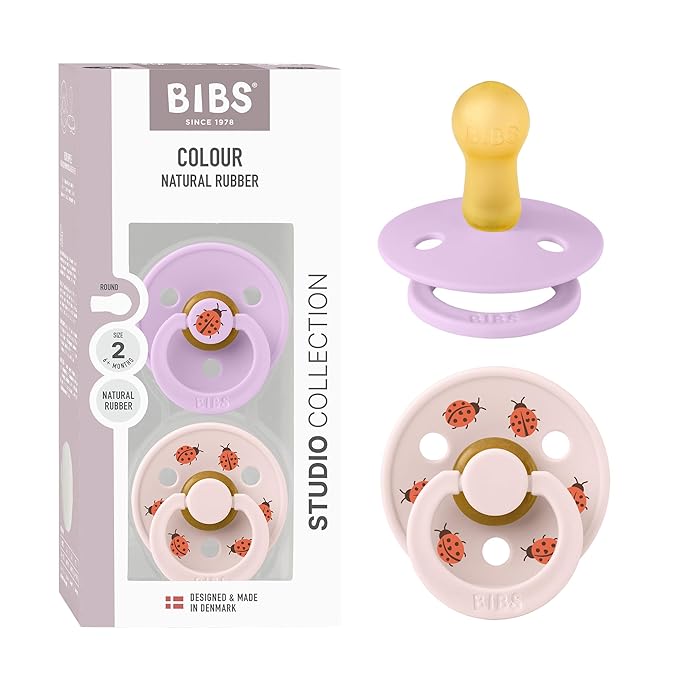 BIBS Studio Soother 2-Pack, BPA Free Dummy Pacifier, Round Nipple. Natural by BIBS