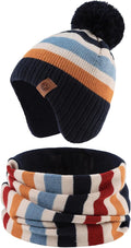 JANGANNSA Knitted Baby Hat Scarf Set Winter Warm Boys Girls Beanie Fleece by JANGANNSA