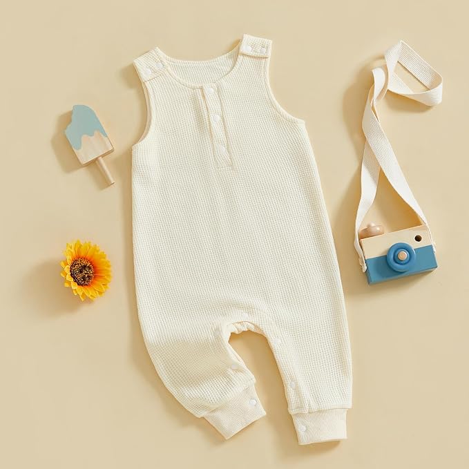 Kuriozud Newborn Infant Unisex Baby Boy Girl Clothes Button Romper Jumpsuit - Image 2