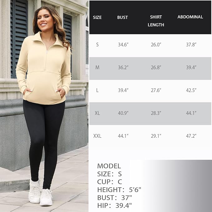 GINKANA Maternity Women's Long Sleeve Shirt Half Zipper Lapel Lightweight - Image 7