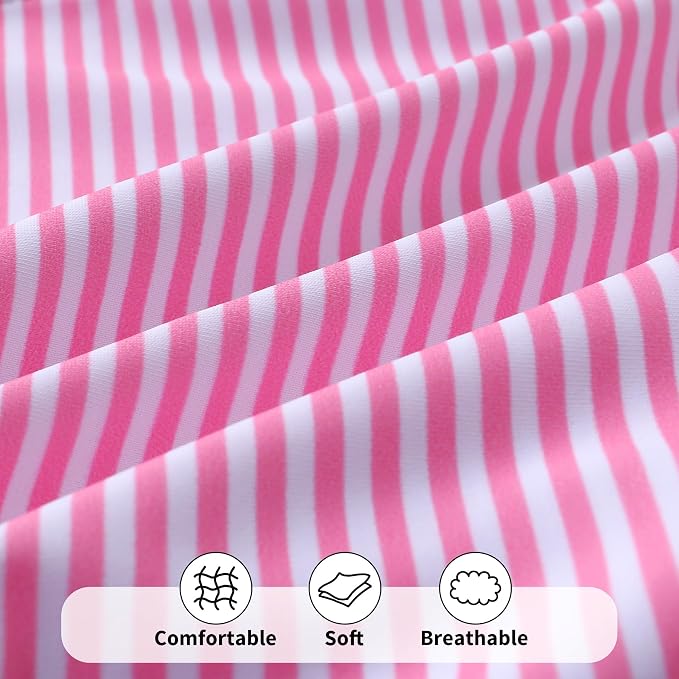 Happy Town Toddler Swimsuit Girl Solid Color Stripe One-Piece Baby Bathing Suits - Image 5