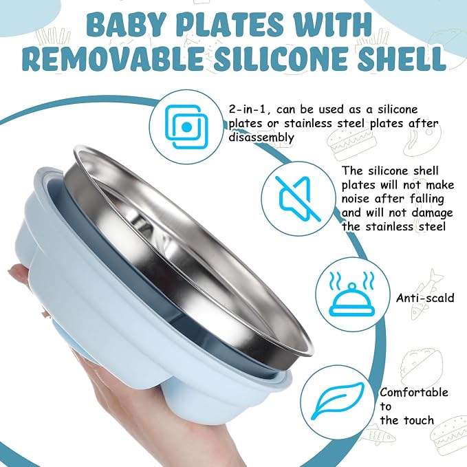 Nuogo 1 Pcs Stainless Steel Baby Suction Plates - Image 4