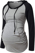 GINKANA Maternity Hoodie Long Sleeves Shirts Casual Maternity Top Pregnancy by GINKANA