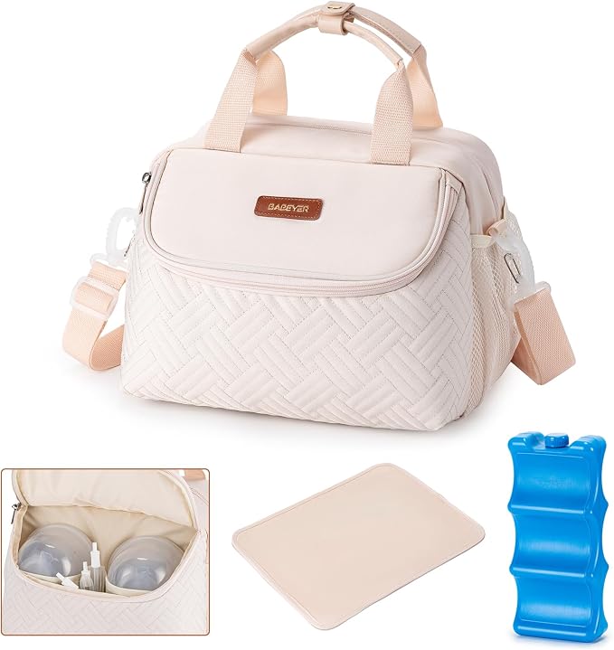 Breastmilk Cooler Bag with Ice Pack Fits 6 Baby Bottles up to 9 Ounce, Wearable by BABEYER