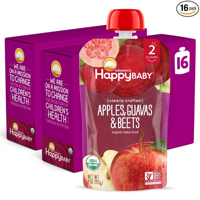 Happy Baby Organics Stage 2 Baby Food Pouches, Gluten Free, Vegan & Healthy by HappyBaby