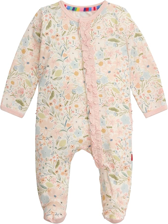 Magnetic Me Girls Modal Magnetic Baby Footie Pajamas | Silky Soft Modal Fabric by magneticme