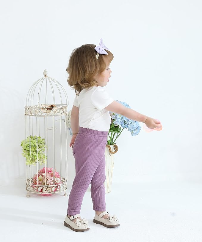 Baby and Toddler Girl's 5 Pack Cotton Ribbed Pull On Pants Leggings 0-4 Years - Image 5