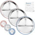 Stainless Steel Suction Plates for Toddlers, Non Toxic Non Slip Portion Control by Bakpoco
