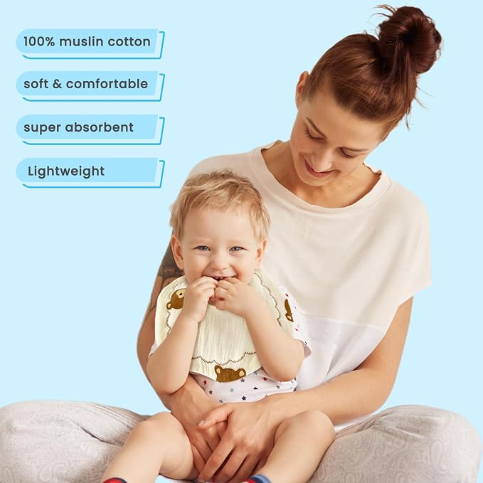 EllieHouse Baby Bibs for Girls Boys 10Pack Muslin Drool Teeth Drooling Teething - Image 4