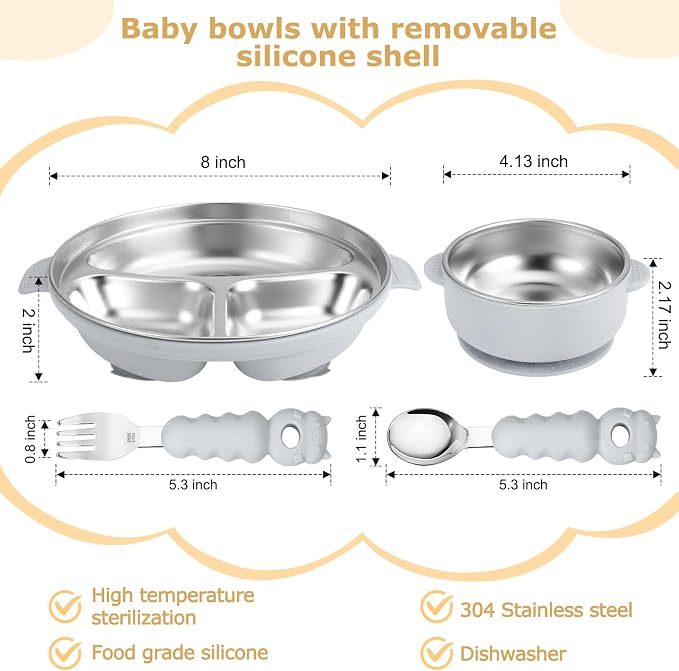 Stainless Steel Baby Plates - Image 2