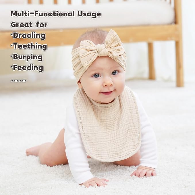 Susurration Muslin Baby Drool Bibs 6Pack Soft Square Adjustable Baby Bandana - Image 2