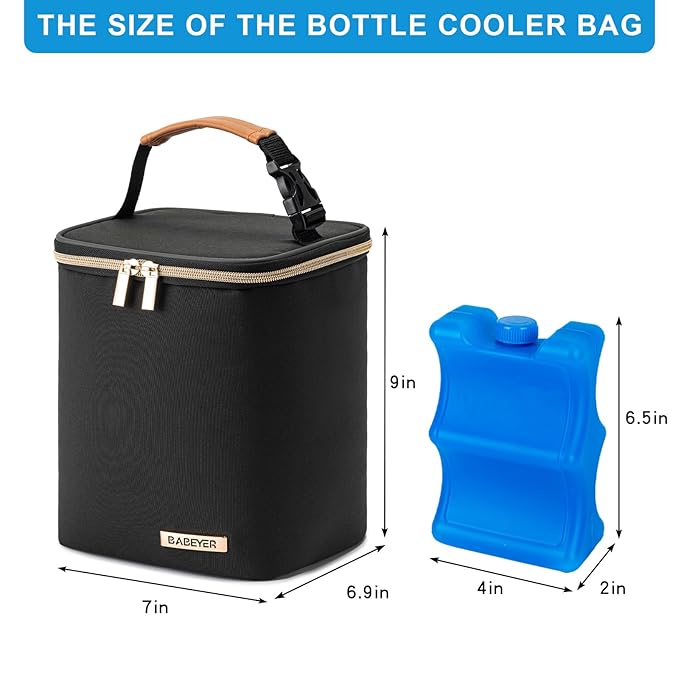 Breastmilk Cooler Bag with Ice Pack Fits 4 Baby Bottles Up to 9 Ounce, Baby - Image 5