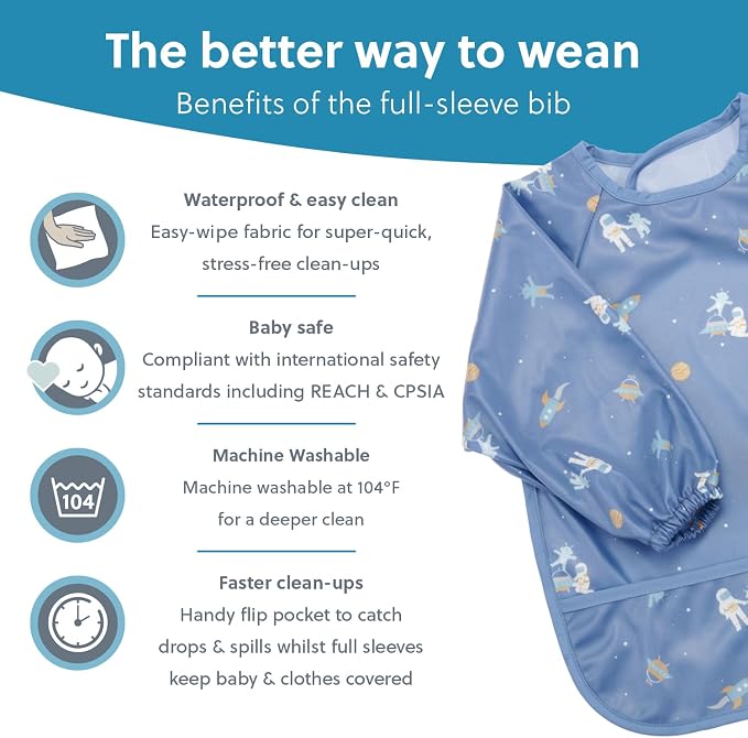 BIBaDO Mess Proof Baby Bib, 2 Pack Long Sleeve Bib, 6 month - Image 4