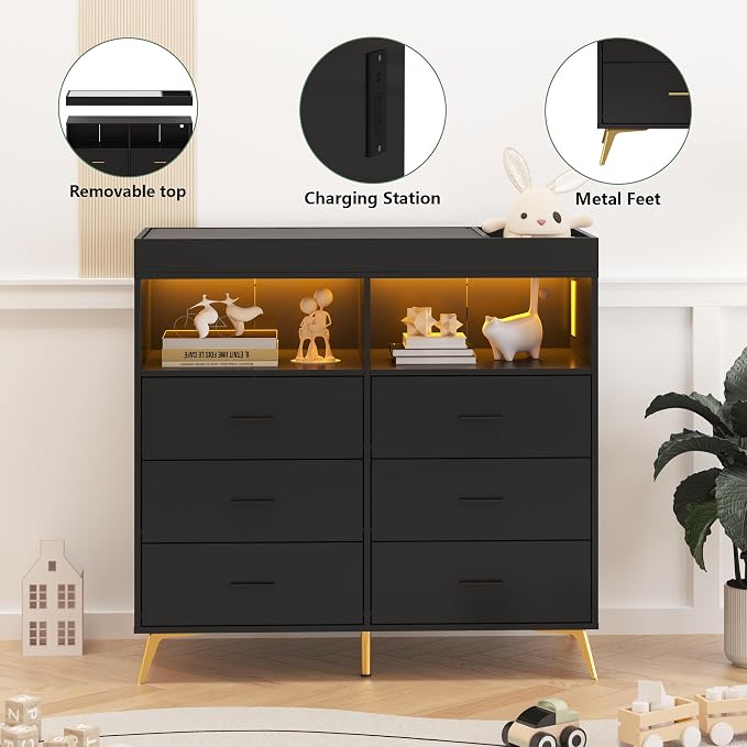 Changing Table Dresser with Drawers, Baby Dresser with Changing Table Top - Image 7