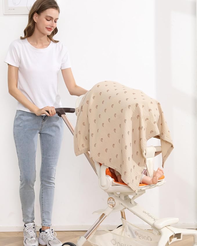Muslin Nursing Cover for Baby Breastfeeding, Breathable 100% Cotton - Image 7