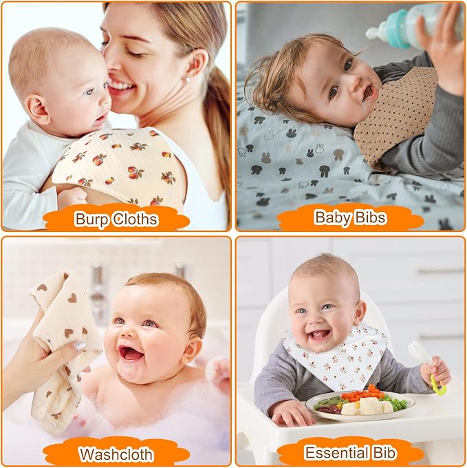 Accmor Muslin Baby Drool Bibs 6 Pack Baby Bandana Drool Bibs Soft Cotton Baby - Image 6