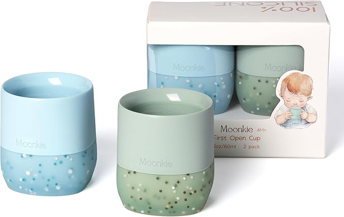 Moonkie Silicone Baby Cups 4 Months+ | Tiny Open Training Cups by Moonkie