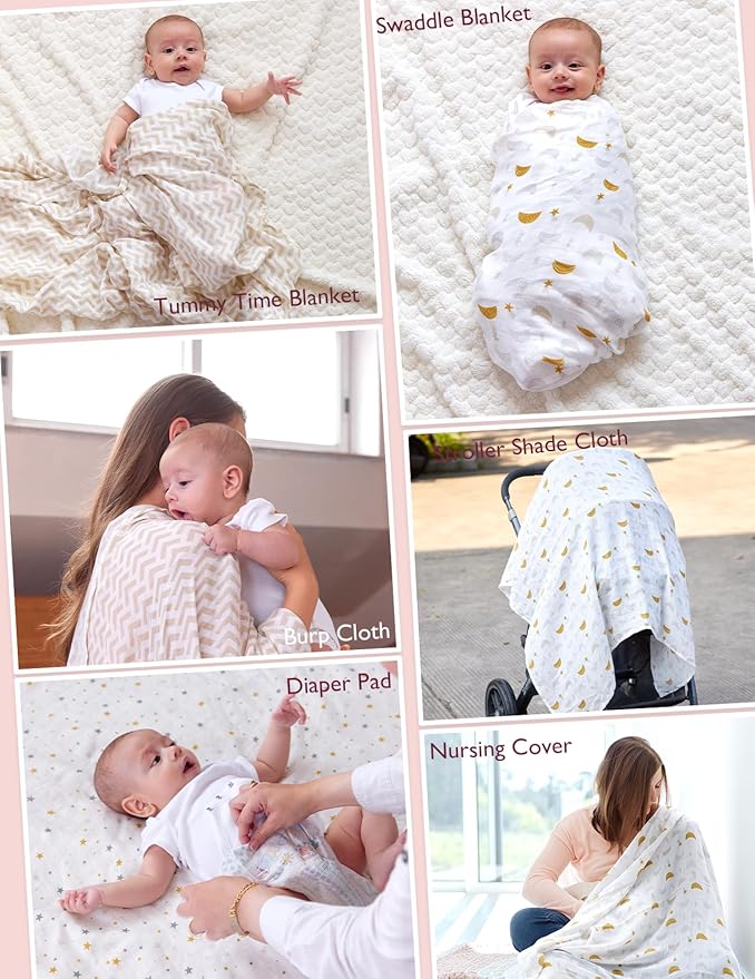 Momcozy Muslin Swaddle Blankets, Ultra Soft Neutral Baby Essentials Must Haves - Image 6