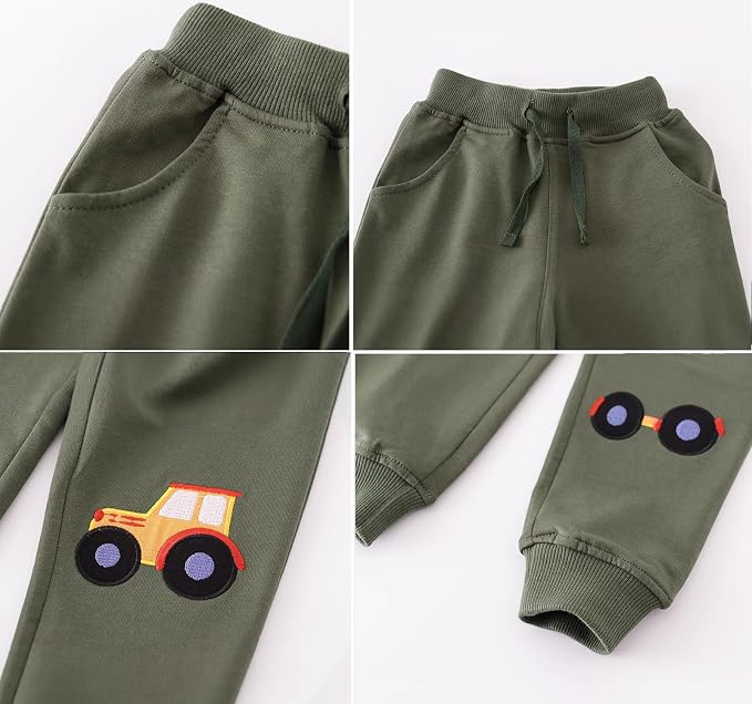 Boys Pants, Toddler 3 Pack Drawstring Elastic Sweatpants Cartoon Active Joggers - Image 2
