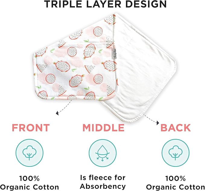 5-Pack Organic Cotton Burp Cloths – Large, Ultra-Soft 3-Layer Towels - Image 2