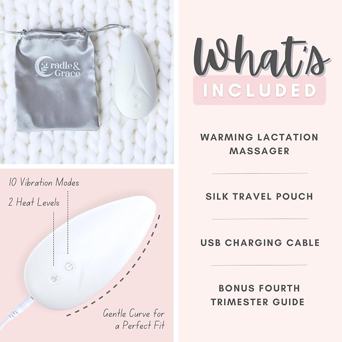 Cradle & Grace Warming Lactation Massager, Waterproof Breastfeeding Massager - Image 2