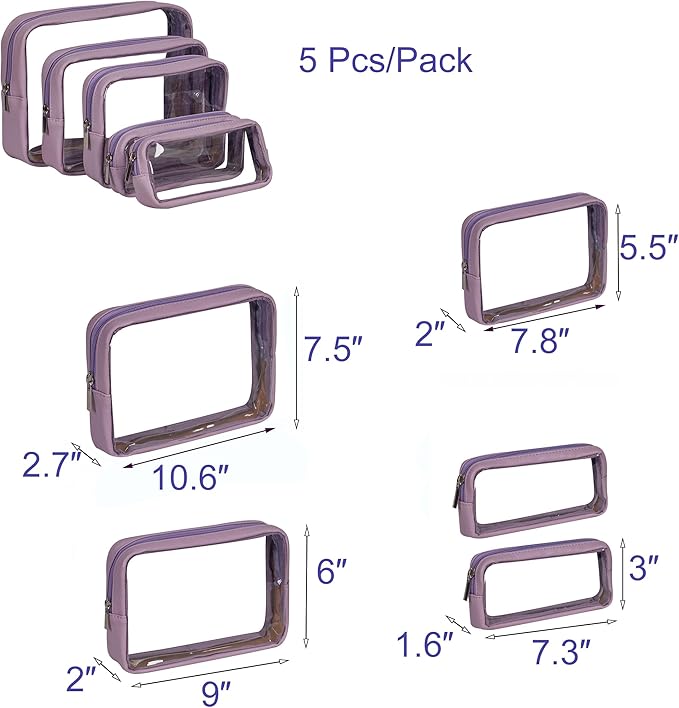 TSA Approved 5-Piece Diaper Bag Organizer Pouch Set Clear Waterproof TPU Kids - Image 2