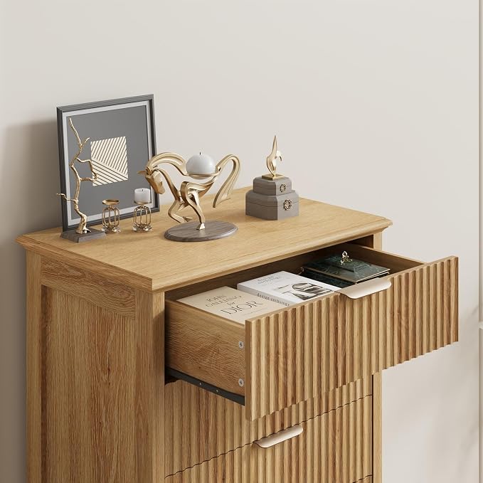 QUW Fluted 6 Drawer Dresser for Bedroom, Modern Tall Chest of Drawers - Image 5