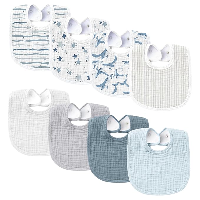 Konssy Muslin Baby Bibs 8 Pack Baby Bandana Drool Bibs Cotton by Konssy