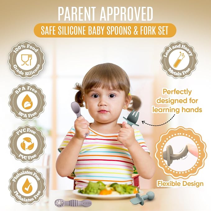 4pc Silicone Baby Spoons Self Feeding Baby Utensils 6-12 Months - Image 2