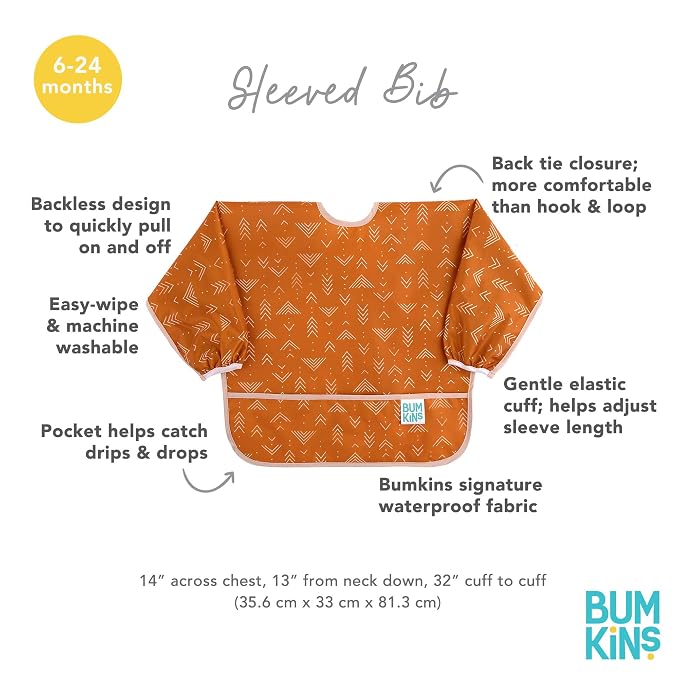Bumkins Sleeved Bib for Girl or Boy, Baby and Toddler for 6-24 Mos, Essential - Image 5